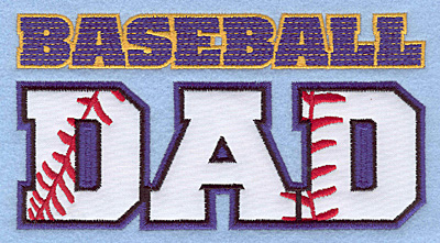 Embroidery Design: Baseball dad large applique 6.50"w X 3.45"h