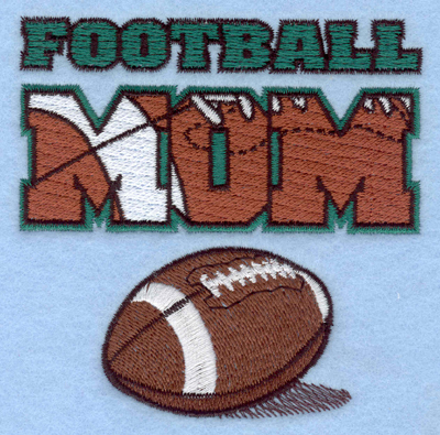 Embroidery Design: Football Mom with footbal3.90w X 3.89h