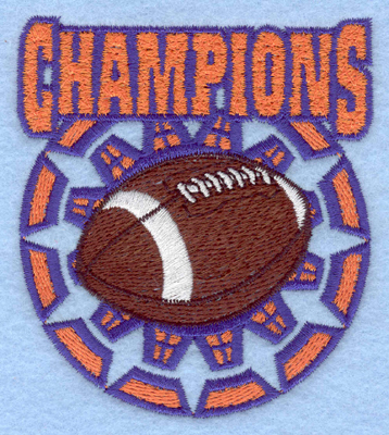 Embroidery Design: Champions with football3.09w X 3.47h