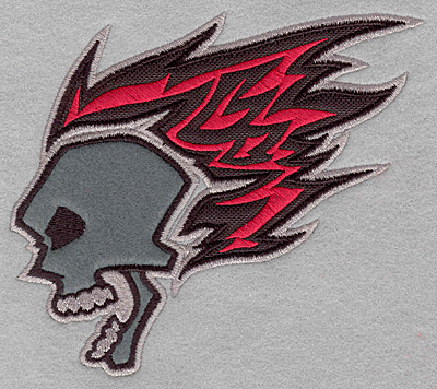 Embroidery Design: Skull with flames applique5.85w X 5.00h