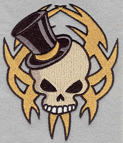Embroidery Design: Skull with top hat large4.23w X 5.00h