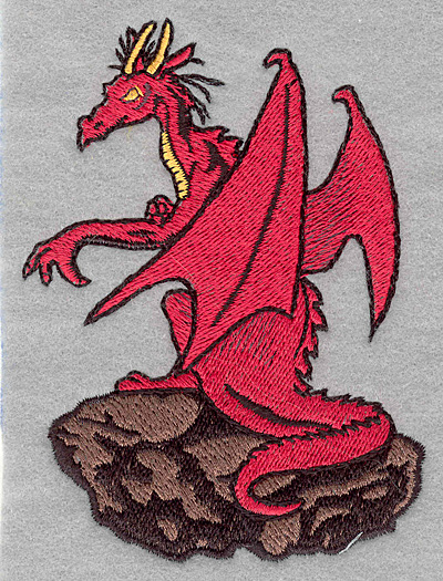 Embroidery Design: Dragon on rock3.34w x 4.57h