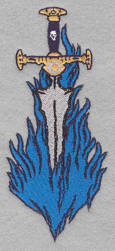 Embroidery Design: Sword in flames large2.18w X 5.00h