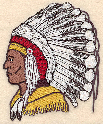 Embroidery Design: Indian Head medium 4.89"w X 6.13"h