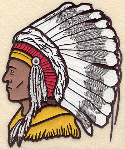 Embroidery Design: Indian Head large five appliques 7.54"w X 9.45"h