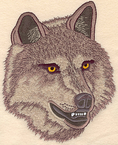 Embroidery Design: Wolf Head large applique 7.51"w X 9.11"h