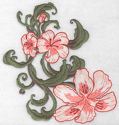 Embroidery Design: Lily trio large Realistic  7.47"h x 7.01"w
