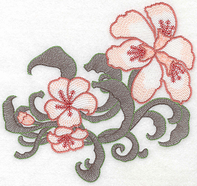 Embroidery Design: Lily trio large Artistic  6.92"h x 7.28"w