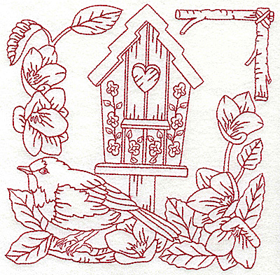 Embroidery Design: Birdhouse large 6.93w X 6.95h