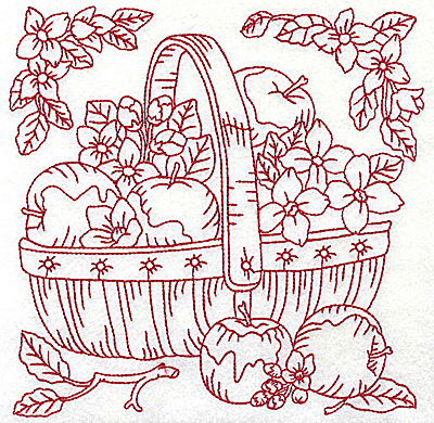 Embroidery Design: Basket of apples large 6.92w X 6.94h