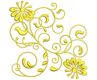 Embroidery Design: Golden Floral Swirls 2 Lg 4.98w X 4.94h