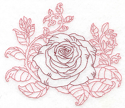 Embroidery Design: Single rose redwork large 5.62w X 4.98h