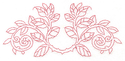 Embroidery Design: Rose leaves curved redwork large5.80w X 2.65h