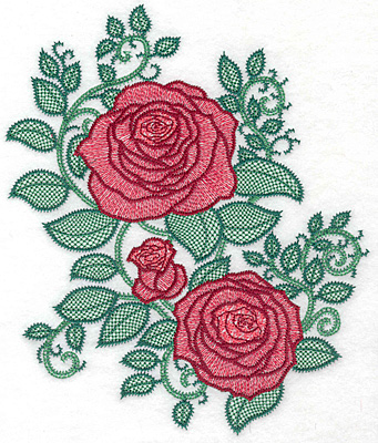 Embroidery Design: Rose trio artistic large8.83w X  7.46h