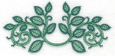 Embroidery Design: Rose leaves artistic curved large 5.83w X 2.80h