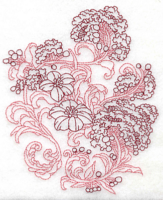 Embroidery Design: Spring Blooms A redwork 4.94w X 6.01h