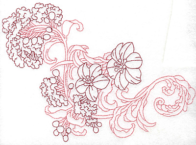 Embroidery Design: Spring Blooms E redwork 8.35w X 6.03h