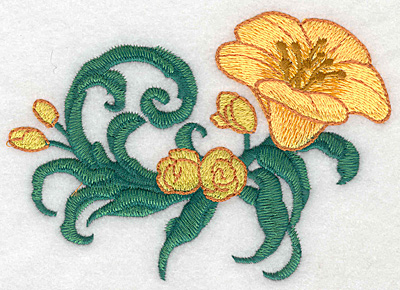 Embroidery Design: Yellow trumpet large realistic  3.80"h x 5.25"w