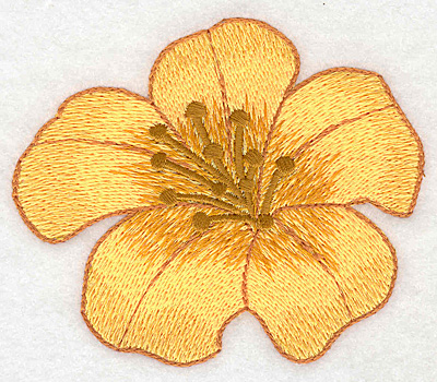 Embroidery Design: Yellow trumpet bloom large realistic  3.13"h x 3.73"w