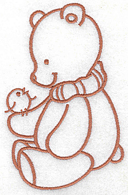 Embroidery Design: Bear with bird large 3.14w X 4.91h