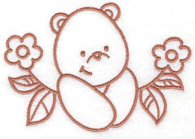 Embroidery Design: Bear amid flowers large 4.97w X 3.41h