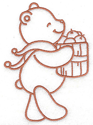 Embroidery Design: Bear carrying basket of apples large 3.50w X 4.93h