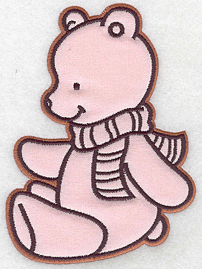 Embroidery Design: Bear wearing scarf applique 4.47w X 6.08h