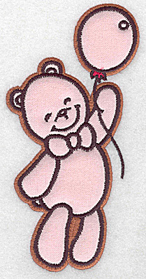 Embroidery Design: Bear with balloon applique 3.08w X 6.09h