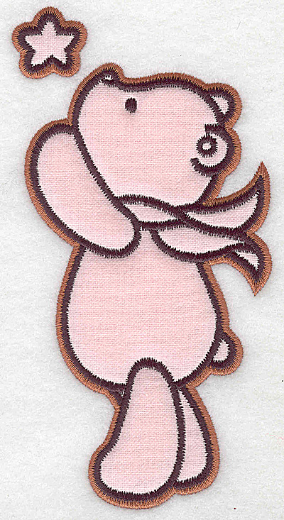 Embroidery Design: Bear reaching for star applique 3.23w X 6.20h