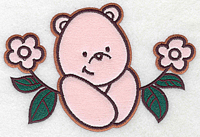 Embroidery Design: Bear amid flowers applique 6.29w X 4.25h