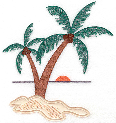 Embroidery Design: Palm tree scene applique  7.32"h x 6.74"w