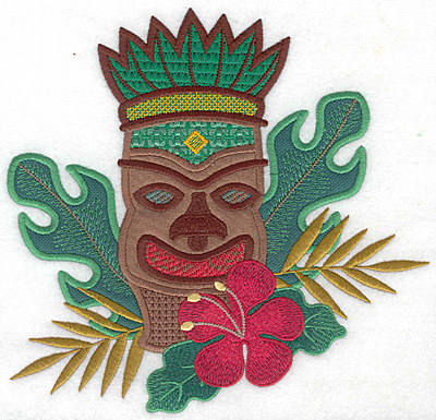 Embroidery Design: Tiki large three applique  7.38"h x 7.67"w