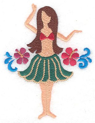 Embroidery Design: Hula dancer  3.80"h x 2.88"w