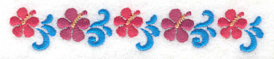 Embroidery Design: Hibiscus border  0.78"h x 4.60"w