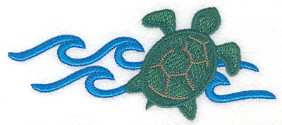 Embroidery Design: Green sea turtle large  2.39"h x 5.54"w
