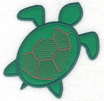 Embroidery Design: Green sea turtle applique  4.92"h x 4.87"w