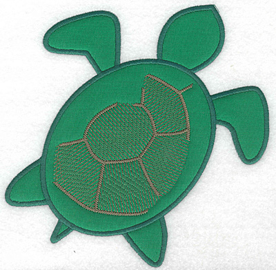 Embroidery Design: Green sea turtle applique large  7.39"h x 7.29"w