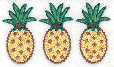 Embroidery Design: Pineapple trio  2.58"h x 4.57"w