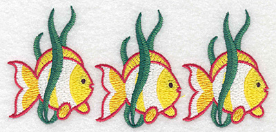 Embroidery Design: Tropical fish trio  2.69"h x 5.85"w