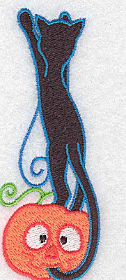 Embroidery Design: Black cat on pumpkin 1.53w X 3.89h
