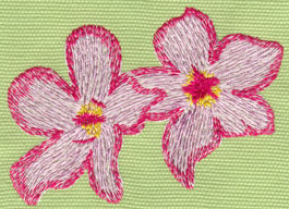 Embroidery Design: 2 Heavenly Hibiscus3.47" x 2.64"