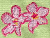 Embroidery Design: 2 Heavenly Hibiscus (small)2.33" x 1.77"