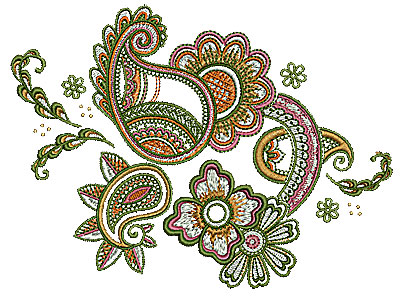 Embroidery Design: Henna design floral 1 6.50w X 4.81h
