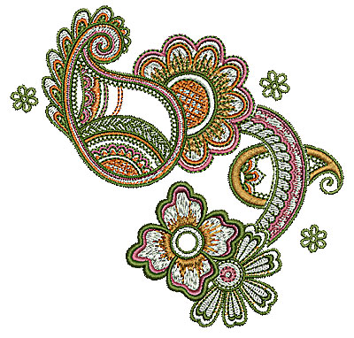 Embroidery Design: Henna design floral 2 4.98w X 4.81h