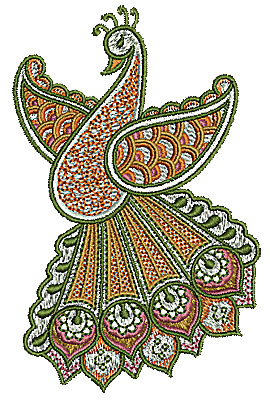 Embroidery Design: Henna bird 32.85w X 4.44h