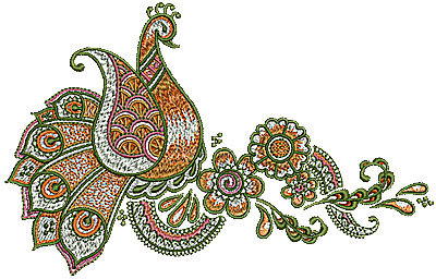 Embroidery Design: Henna bird floral design 2 6.89w X 4.40h