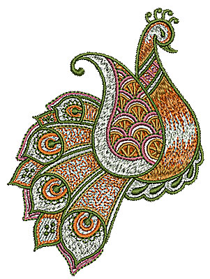 Embroidery Design: Henna bird 5 3.24w X 4.40h