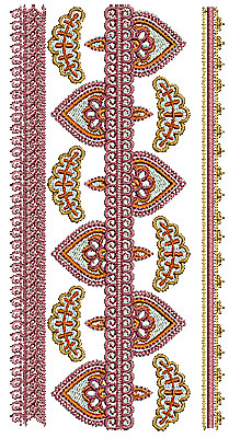 Embroidery Design: Henna border 1 3.43w X 6.89h