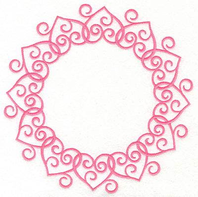 Embroidery Design: Swirly Heart Circle 6.95w X 6.95h