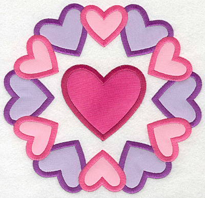 Embroidery Design: Heart Circle Colorful Large applique7.25w X 7.00h